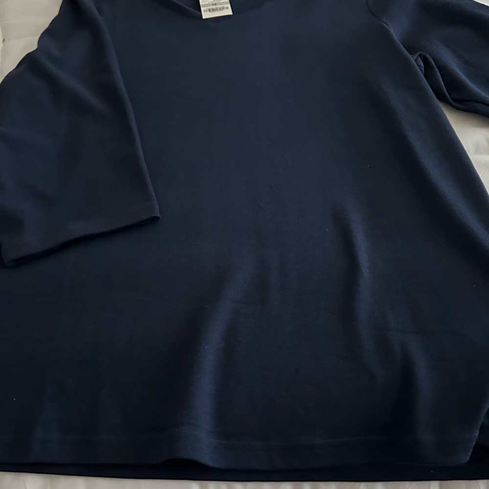 INTREPID BLUE SCOOPED NECK COTTON TOP SIZE 1X